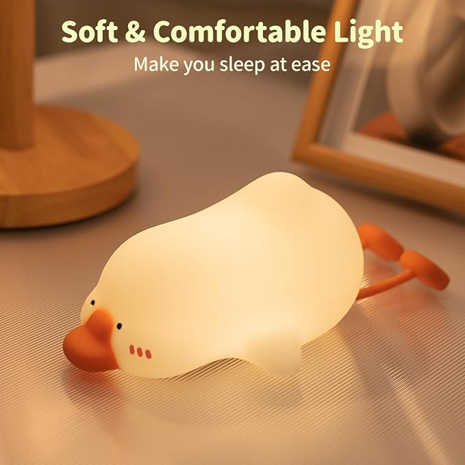 Goose Night Light, Cute LED Lamp, Silicone Dimmable Nursery Nightlight for Kids, Rechargeable Bedside Touch Lamp, Funny Office Desk Light and Home Decor(Goose)…