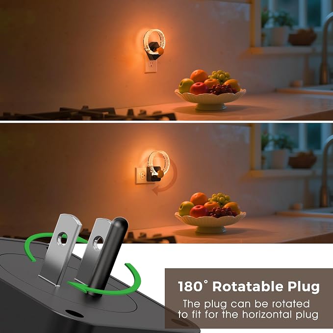 L LOHAS LED Night Lights Plug into Wall, Changing RGB Night Light | Dusk to Dawn Sensor, 180° Rotatable Bubble Nightlight Plug in Wall for Halloween, Christmas, Holiday, Hallway