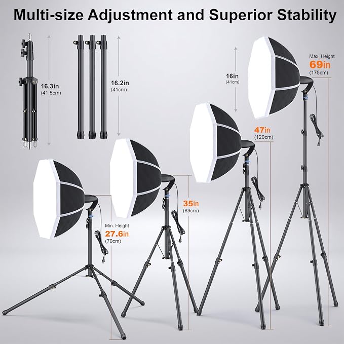LINCO 20"x20" Softbox Lighting Kit with 85W LED Bulb & Adjustable Tripod | Professional photography lighting kit, ideal for photo light studio, video recording & live streaming