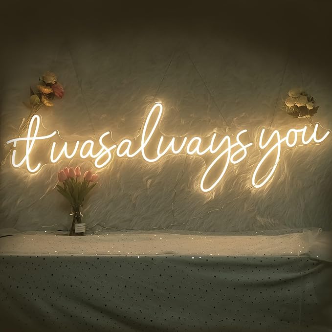 Super Large It Was Always You Neon Sign with Dimmable LED Light Wall Decor | Bedroom Living Room Bar Party Club Wedding Girls Birthday, 65.75 Inch, Warm White