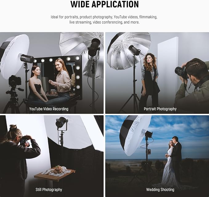 NEEWER 51"/130cm Parabolic Reflective Umbrella Photography with Silver Inner, Soft Lighting with Diffuser Cover, Bag, Quick Fold for Camera Photo Studio Video Light Shooting Monolight Flash, NS2U