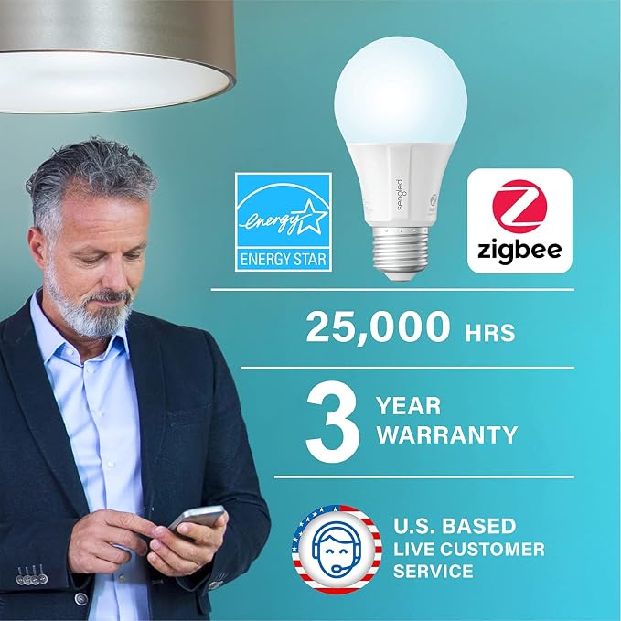 Sengled Zigbee Smart Light Bulbs, Smart Hub Required, Works with SmartThings and Echo with Built-in Hub, Voice Control with Alexa and Google Home, Daylight 60W Equivalent A19 Alexa Light Bulb, 6 Pack