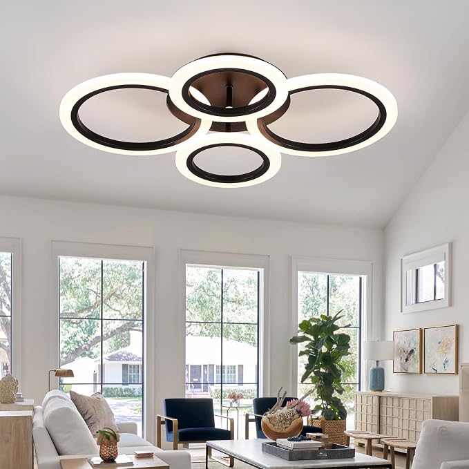 24" 40W Light Fixtures Ceiling Mount 1558LM Living Room Light Fixture | 3000-6500K Remote control APP Adjustable color temperature brightness Memory function Night light for Bedroom Kitchen Modern