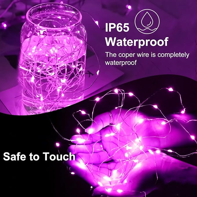 50 Pack Fairy Lights Battery Operated, 7ft 20 LED 3 Modes Speed Twinkle Mini String Lights Waterproof Silver Wire Firefly Starry Lights for Mason Jars Wedding Party Christmas Decorations