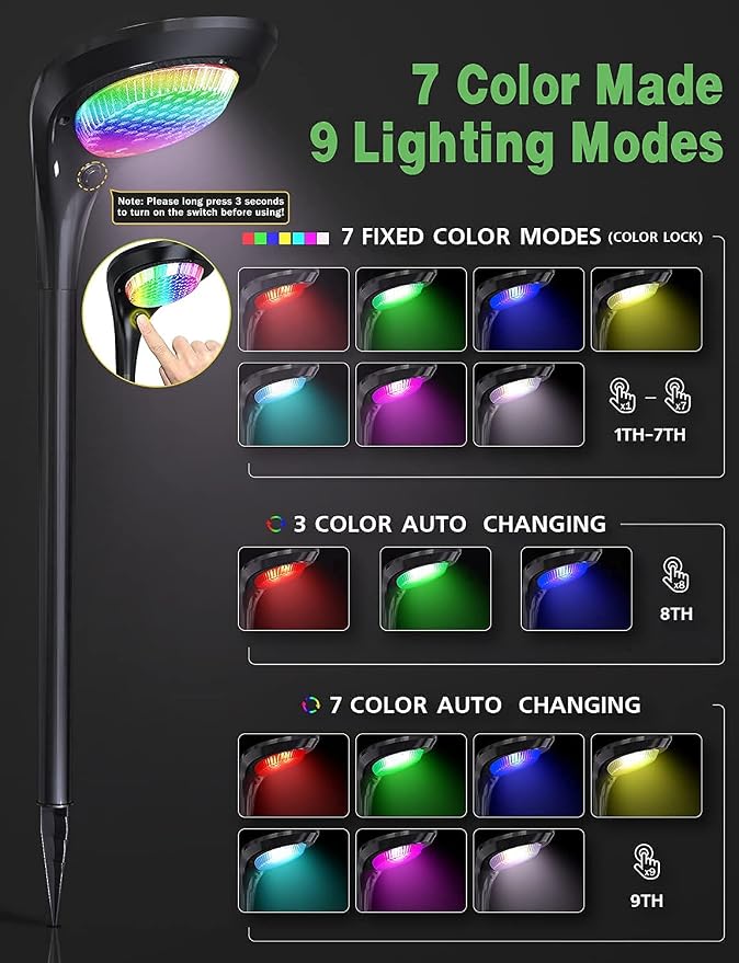 Color Solar Pathway Lights, 4-Pack Color Changing Solar Lights Outdoor Waterproof for Christmas Easter Halloween LED Garden Landscape Light Solar Powered for Yard Path Patio Driveway Lawn