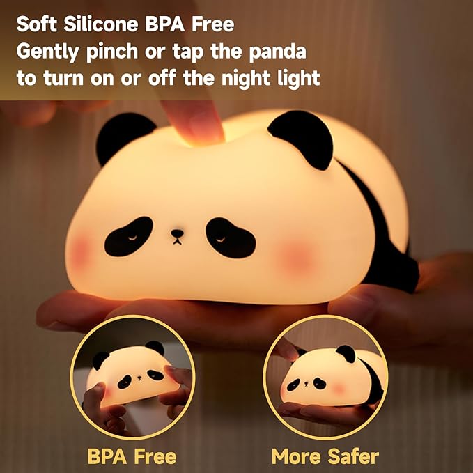 Cute Duck Lamp,Fun Lying Flat Duck Panda Night Light,LED Squishy Animal Novelty Lamp,Toddler Baby Night Light for Kids,Nursery Touch Kawaii Lamp Room/House Décor Nursery Nightlight for Breastfeeding