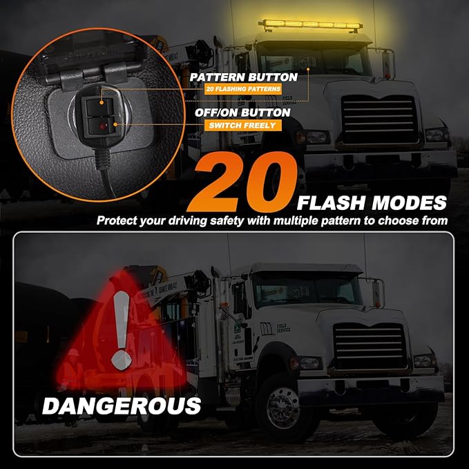 ASPL 26inch 126 LED Rooftop Emergency Strobe Lights Bar Double Side Flashing Safety Warning Traffic Advisor Light Bar Hazard Snow Plow Light for Work Trucks Vehicles Construction Tow Pickup(Amber)