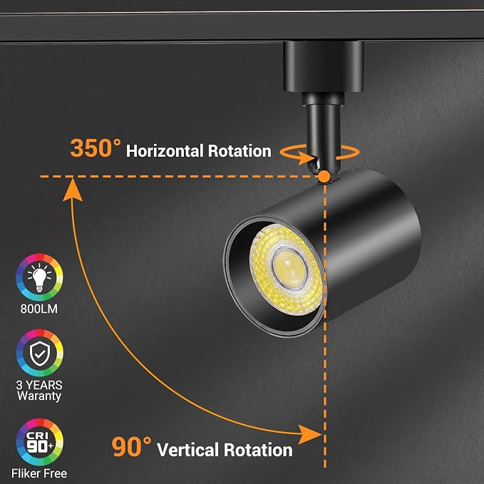 6 Lights Remote Control LED Track Lighting Kit Dimmable, 10W Black | 6.6FT H Type Track Lighting Rails & Floating Canopy Connector, Modern Kitchen Ceiling Light Fixture , 2700K-6000K, 800lm
