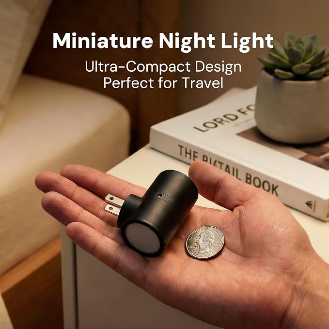 L LOHAS LED Night Light, Night Lights Plug into Wall, Dimmable Nightlights | 50/100LM, Soft White 3000K, Light Sensor, Rotating Nightlight Plug in, Adults Hallway Bedroom Bathroom,[Black Shade,1Pack]