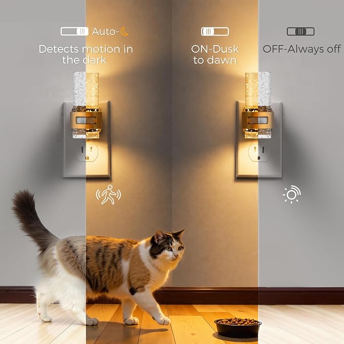 L LOHAS LED Motion Sensor Night Light, Bubble Night Lights Plug into Wall | 2 Pack 3CCT Color Temperature Change MINI Night-Light,Dimmable Nightlight with Dusk to Dawn Sensor for Rooms Bathroom Hallway
