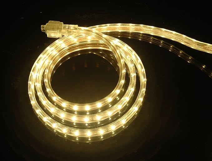 CBconcept UL Listed, 10 Feet, 1080 Lumen, 3000K Warm White, Dimmable, 110-120V AC Flexible Flat LED Strip Rope Light, 180 Units 3528 SMD LEDs, Indoor Outdoor Use, Accessories Included, Ready to use