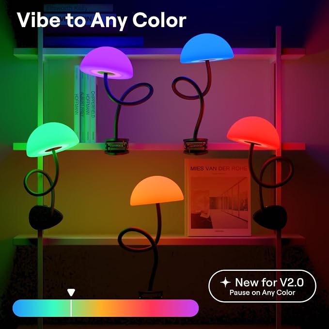 Shroommate Clip On Light for Dorm Room - 2.0 (White) | Bed Headboard Lamp, Bedside Table Lamp Dorm, College Dorm Room Essentials, Night Light Kids Nursery, MultiColor LEDs