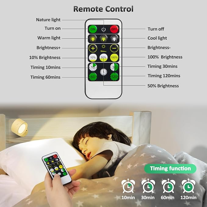 Racokky LED Wall Mounted Lights 3 Pcs with Remote, Wall Sconces Lamp 3000mAh Rechargeable Battery Operated, 3 Color Temperatures & Dimmable Magnetic 360° Rotation Cordless Light for Bedroom Reading
