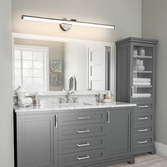 KAISITE Brushed Nickel Modern Bathroom Light - 39 Inch Dimmable 5CCT LED Vanity Light for Restroom