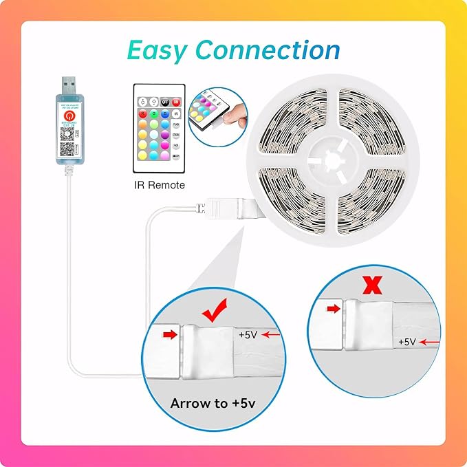 CHARKEE 50ft LED Lights USB-Powered, RGB Strip Lighting for Bedroom/TV Backlight/Gaming Lighting, Color Changing Bluetooth Led Lights with Smart App Control, Music Sync Sound Reaction
