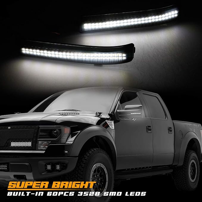 Sequential Switchback Side Mirror Reflector LED Turn Signal Light Smoked lens Compatible with 2009 to 2014 Ford F150