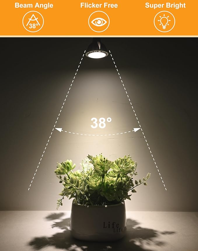 MR16 5000K Daylight LED Bulbs 6-Pack 5W 510LM GU5.3 Workshop & Garage Lighting Non-Dimmable 38° Beam Angle for Landscape, Recessed, Track Lighting