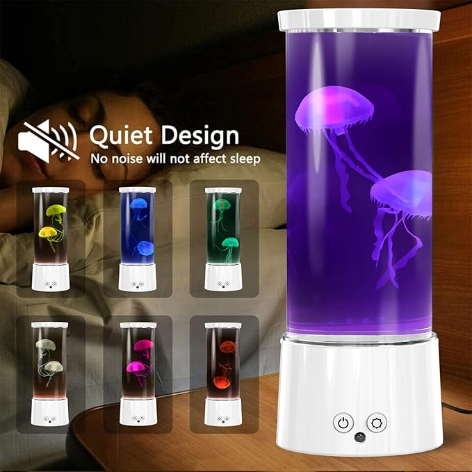 Jellyfish Lamp, LED Jellyfish Tank Table Lamp with Remote Control,17 Color Changing Dimmable Jellyfish Night Light for Home Decor & Christmas Birthday Gifts