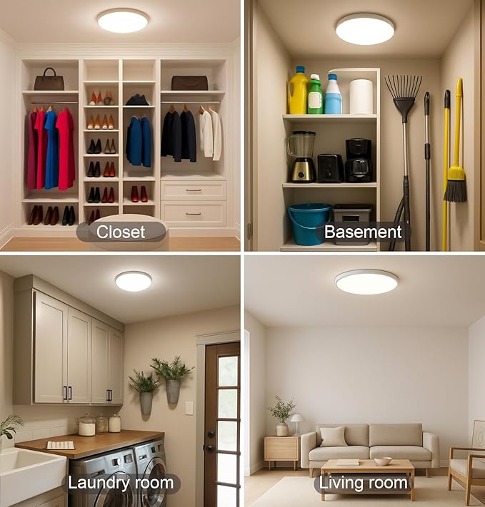 Flush Mount Ceiling Light Fixture Wired Dimmable, 13 Inch 24W, 5 CCT 2700/3000/3500/4000/5000K, 3 Brightness Settable, Surface Mount LED Lights for Bedroom Stairs Hallway Laundry Porch, White