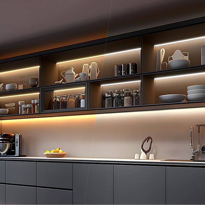 VST Smart Under Cabinet Lighting 6 Bars - UL Listed CRI 93+ Adjustable COB Strip Lights, Alexa & Google Home Compatible, App/Voice/Hand Wave Control for Kitchen Cabinets & Closets | UL Listed CRI 93+ Adjustable Strip Lights, Alexa & Google Home Compati...