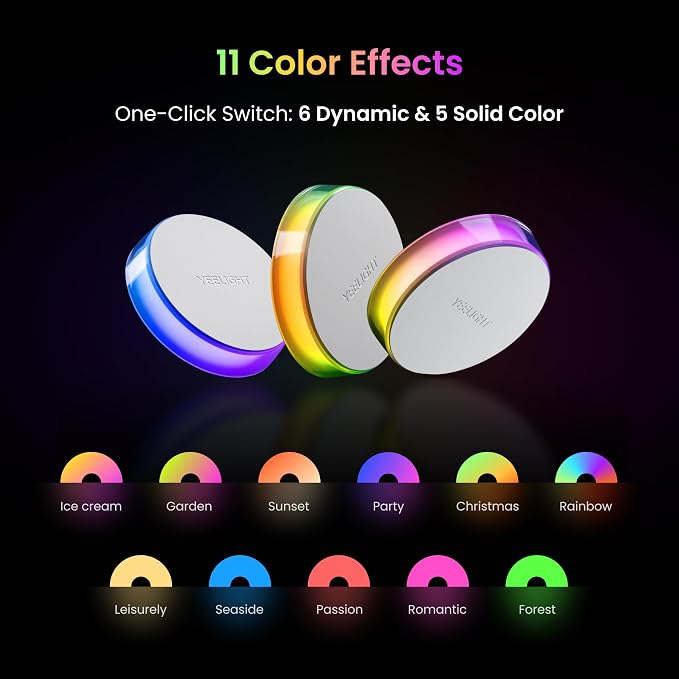 YEELIGHT Night Light, Motion Sensor Night Lights for Kids, USB-C Rechargeable Magnetic Nightlight with 11 RGB Scenes, Nursery Night Light, LED Nightlight for Bedroom, Hallway, Stairs, Bathroom