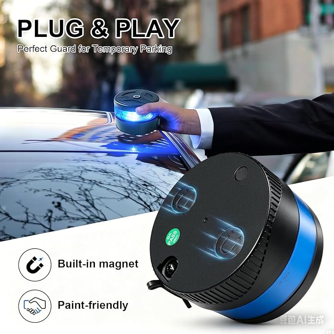 NeaLia Magnetic Wireless Beacon Light, USB-C Strobe Light, Blue | Rechargeable, IP67 Waterproof, Emergency Flashing for Volunteer Firefighter, POV, Highway