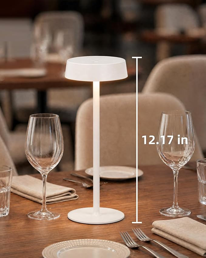 EZVALO Cordless Lamp, Rechargeable Table Lamp, Battery Operated | Portable Outdoor Waterproof, 3 Color Temps RGB, Dimmable Touch Control, LED Memory Function, Restaurant Dining Patio White2Pc