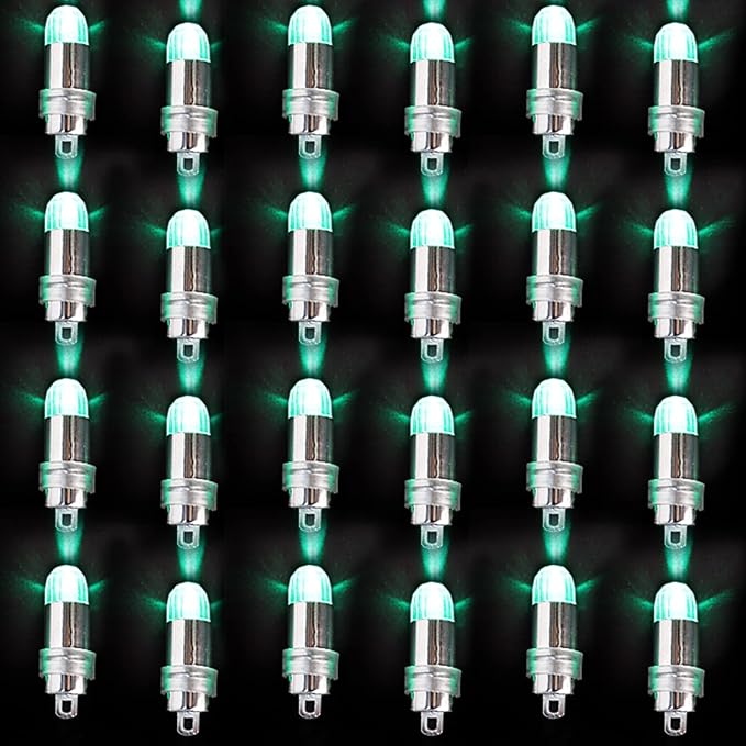 Non-Blinking LED Balloon Lights - Single Small Battery Powered Paper Lantern Lights for Party or Wedding Decoration (Green, Pack of 24)