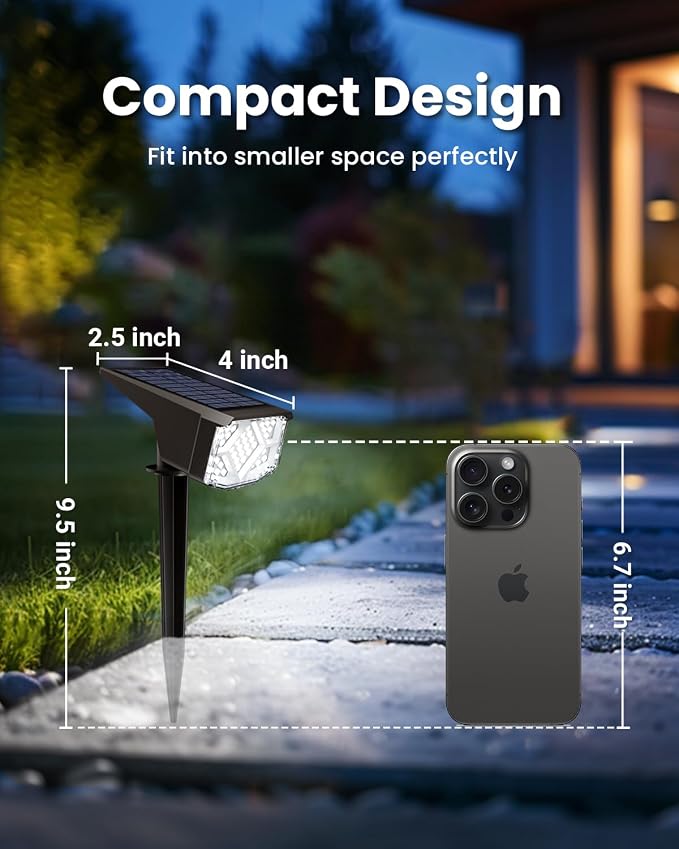 SOLPEX Solar Spot Lights Outdoor Waterproof 12 Pack Cool White | Solar Landscape Spotlights Outdoor, Compact Design Spot Lights, Flood Lights for Garden Yard Pathway House Tree Outside