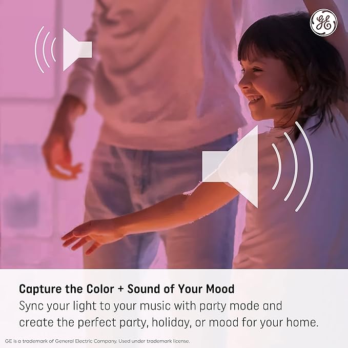 GE LED+ A21 LED Light Bulb, Indoor Color Changing Wireless Blutooth Speaker Light with Remote, 9W, Multicolor and Soft White (1 Pack)
