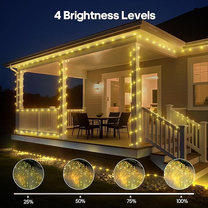 Rope Lights for Outside, 40FT 120LED Color Changing Rope Lights with Plug & Remote, 24 Colors RGB Twinkle Light Indoor Bedroom, LED String Light Outdoor Waterproof, Timer, for Christmas