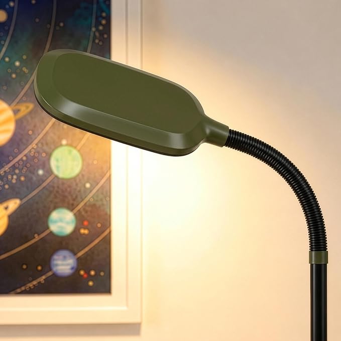 Brightech Litespan - Bright LED Floor Reading Lamp for Over Chair Crafts and Reading, Estheticians' Light for Lash Extensions, Adjustable Standing Lamp for Living Room, Bedroom, Office - Green