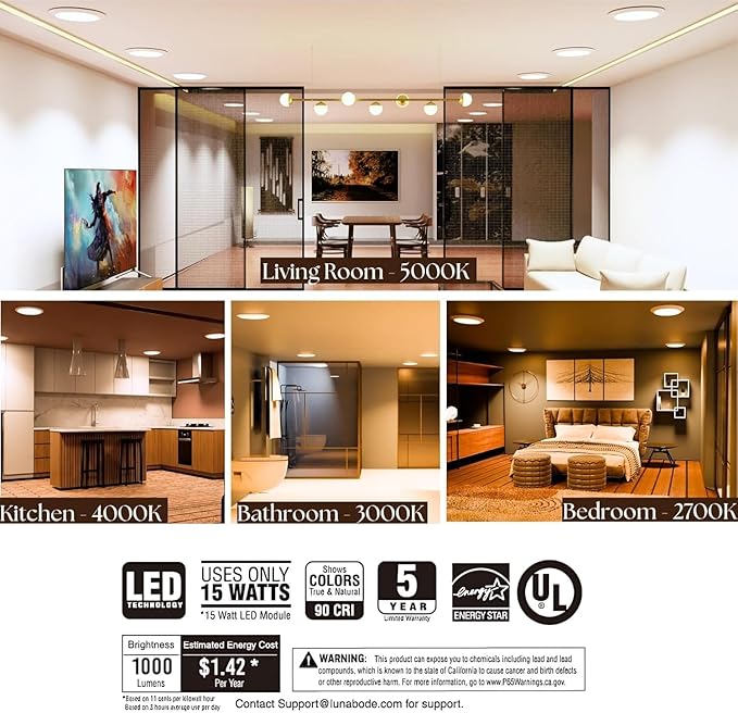 7.5 Inch Disc Light I Dimmable Ceiling Light Fixtures | 5CCT LED Lights 2700K/3000K/3500K/4000K/5000K | Flush Mount Ceiling Light I ETL & UL Certified I LED Lights for Bedroom - 12 Pack