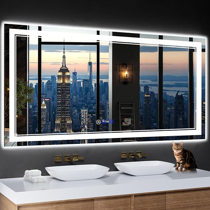 60"x30" LED Bathroom Mirror with Lights,Anti-Fog,3 Color Modes