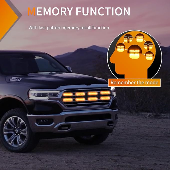 Nilight 8PCS Led Strobe Lights 12LED Amber Emergency Light 12V 24V Surface Mount Flashing Warning Hazard Beacon Lights Ultra Slim Sync Feature Mini Grille for Cars Trucks Off Road Vehicles SUV