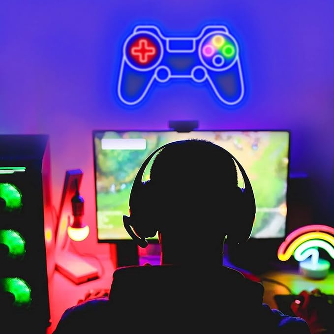 Game Controller Neon Sign Gamer Gifts for Teen Boys Room Decor Upgraded Gaming Lights Game Console Neon Light Sign for Bedroom Wall Decor (Gamepad)