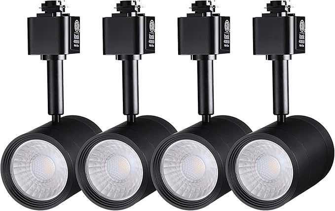LEONLITE Small Space Series 8.5W LED H Track Lighting Heads, ETL Listed, Dimmable H Track Light Heads for Store Shop Cafe, CRI90, H Track Lighting, 4000K Cool White, Matte Black, Pack of 4