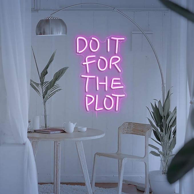 Do It For The Plot Neon Sign 16.5 "* 12.6" Dimmable Words Neon Light for Wall Decor by USB Powered LED Pink Letter Light Up Sign For Bedroom Office Party Wedding Bar Decoration Gifts for Friend