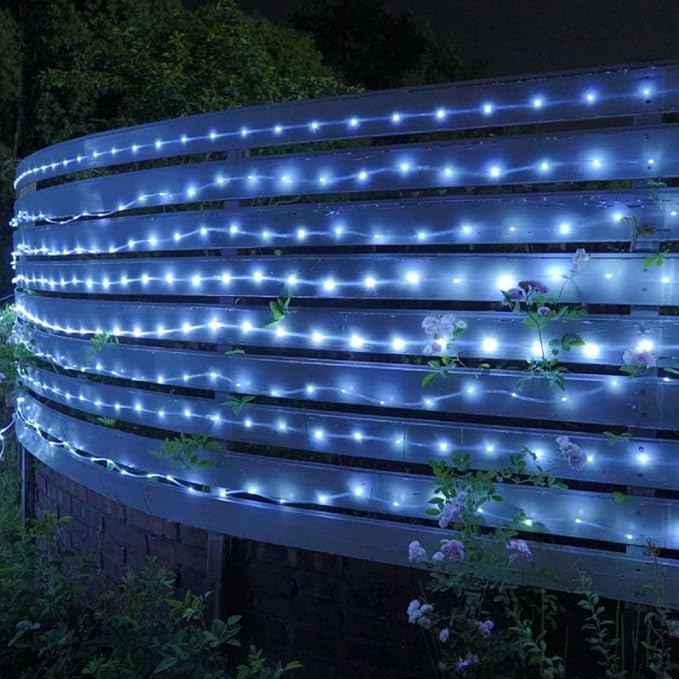 QITONG Solar Rope Lights, 2 Pack Each 33ft 100LED String Light Outdoor Waterproof, 8 Modes Fairy Lights in Clear Thin Tube