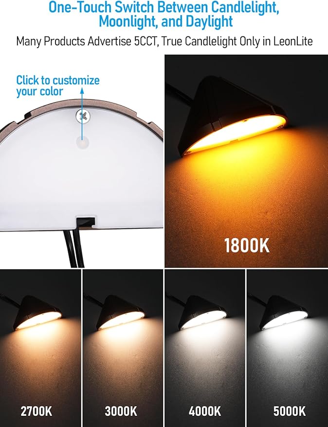 LEONLITE 5CCT Low Voltage LED Deck Light, 12-24V AC/DC Triangle Stair Railing Light, CRI90, IP65, Aluminum, Landscape Step Fence Lighting, 1800K/2700K/3000K/4000K/5000K, Oil Rubbed Bronze, Pack of 4