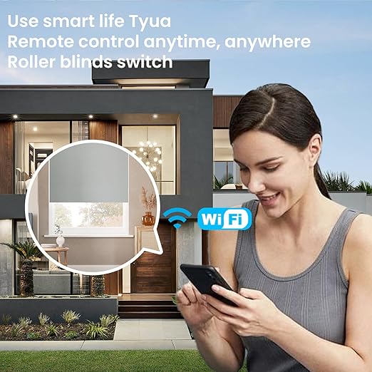 Smart Roller Shutter Switch Single Gang 2.4GHz Wi-Fi Touch Switch, Neutral Wire Required,Work with Smart Life/Tuya App and Alexa,Tempered Glass Panel,Black