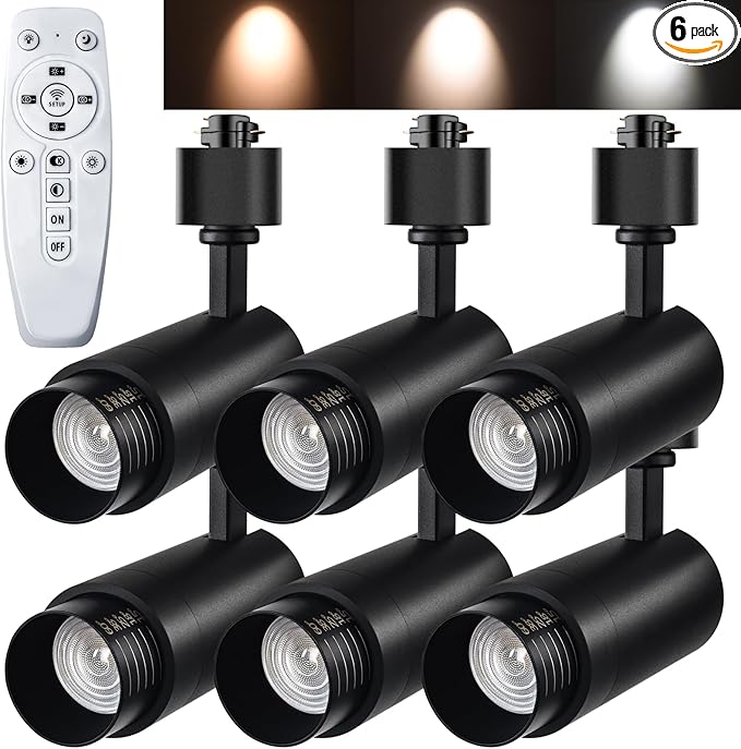12W Zoomable LED Track Lighting Heads, 2700-6500k Adjustable H Type Track Light 15°-60° Beam Angle Dimmable Bright Ceiling Spotlight Fixtures for Accent Task Wall Art Exhibition(6 Pack)