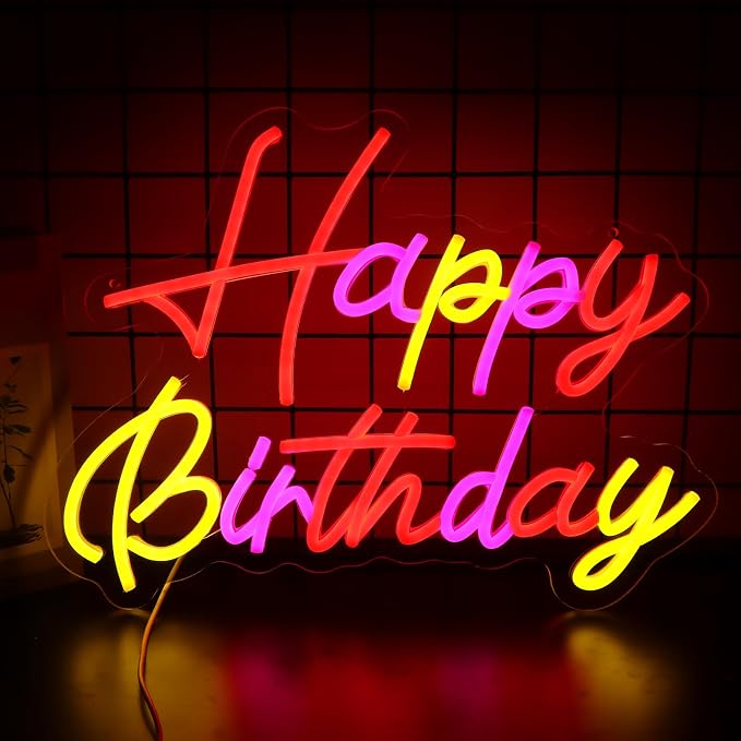 Happy Birthday Neon Signs for Wall Decor，Led Neon Light for Bedroom，Christmas Birthday Party decorations Gifts