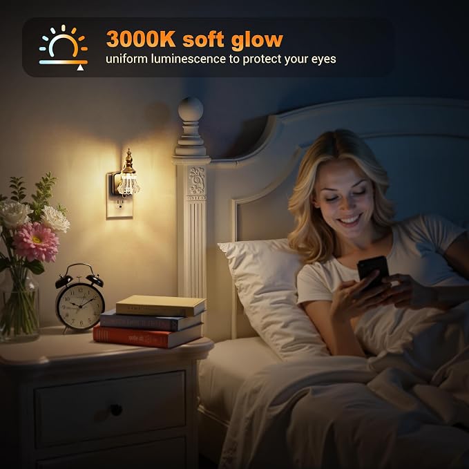 JandCase Night Light, Night Lights Plug into Wall, Glass Flower Nightlight | LED 0-100LM Dimmable Nightlights, Dusk to Dawn Sensor, 1W Vintage Nite Light for Bathroom Hallway Gift Decor, 1 Pack