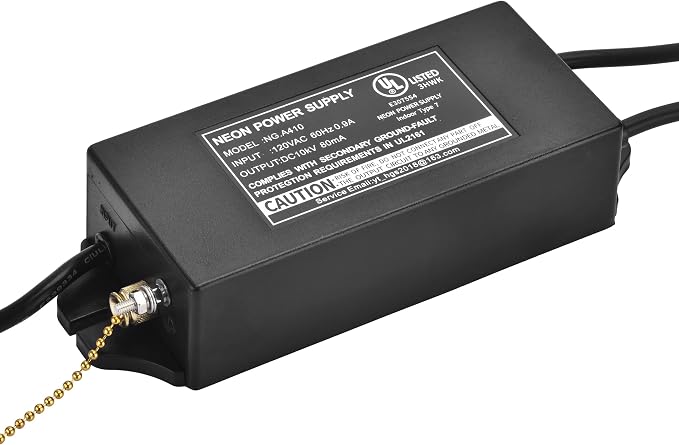 10KV 10000V Power Supply for Glass Neon Sign Electronic Neon Light Beer Signs Bar Lights Transformer 120V 50/60Hz(UL Approval)
