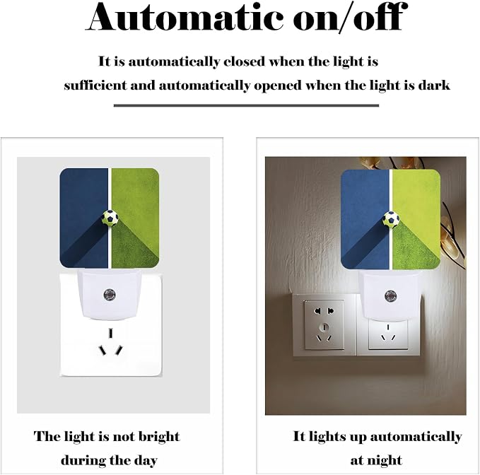 Soccer Ball Field Night Light,Plug Into Wall Decor for Stairway,Hallway,Kitchen,Dusk to Dawn Sensor Nightlights for Boys/Girls/Women/Men Room Gifts