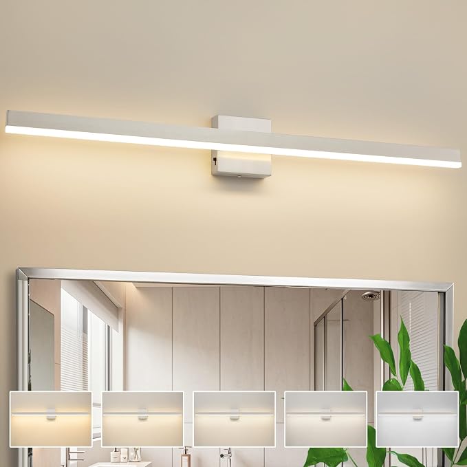 Nickel Bathroom Vanity Light Fixture 39.4'' 20W Dimmable 5CCT LED Hardwired | Bathroom Light Fixture Over Mirror, Bathroom Wall Sconce, Rust-resistant, ETL Certificated, 2700K/3000K/3500K/4000K/5000K