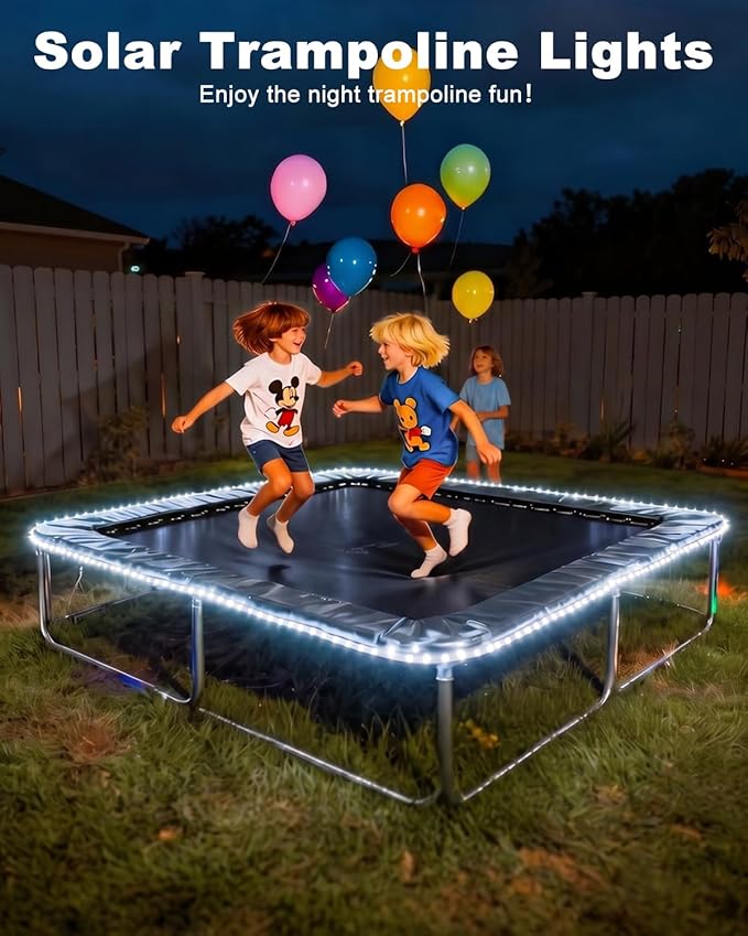 btfarm Solar Rope Lights, 120LED 46FT String Lights Outdoor Waterproof | 2 Pack 8 Modes, Timer Memory Function, Tube Trampoline lighting for Outside Garden Tree Christmas Yard Patio Decor,Cool White