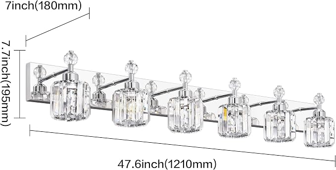 PRESDE Crystal 6 Light Bathroom Vanity Lights Chrom Bathroom Lights Fixtures Over Mirror Modern Bedroom Hallway
