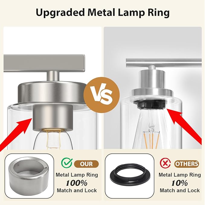 IZORRO Modern Bathroom Light Fixtures, 6 Light Brushed Nickel Vanity Lights, Bathroom Lighting Fixtures Over Mirror with Clear Glass for Living Room Cabinet Bedroom
